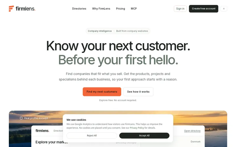 Homepage of FirmLens